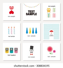 Collection of party cards and message card