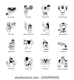 Collection of Party Celebrations Glyph Icons 

