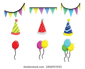 collection party colorful pixel design for decorate party celebrate festival