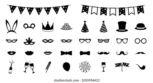 Collection of party and photobooth icons. Vector. 
