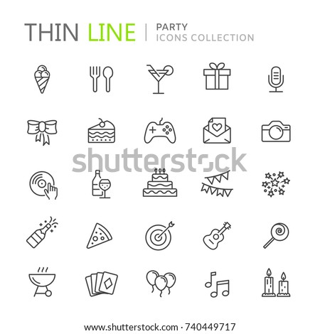 Collection of party thin line icons