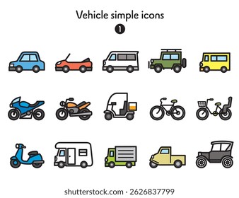 Collection of passenger and work vehicle icons