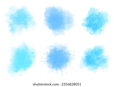 Collection of pastel blue watercolour splat designs 