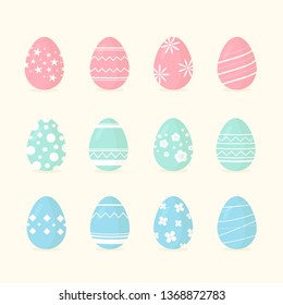 Collection of pastel color easter eggs with geometric,minimal pastel color of easter eggs for decoration.holiday and festival.