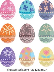 Collection of pastel Easter Egg, Easter material vector illustration. 