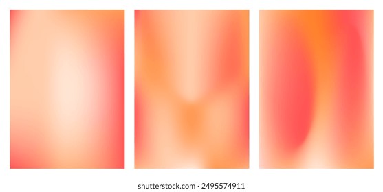 Collection pastel red orange and yellow gradient mesh. Modern abstract fluid background template