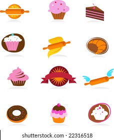 collection of pastry and cakes icons