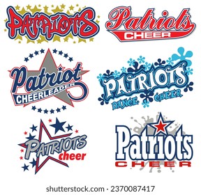 collection of patriots cheer team designs for school, college or league sports