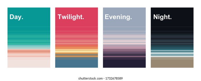 Collection pattern of abstract line inspiration from ocian sea beach timeline day to night, abstract vector background 