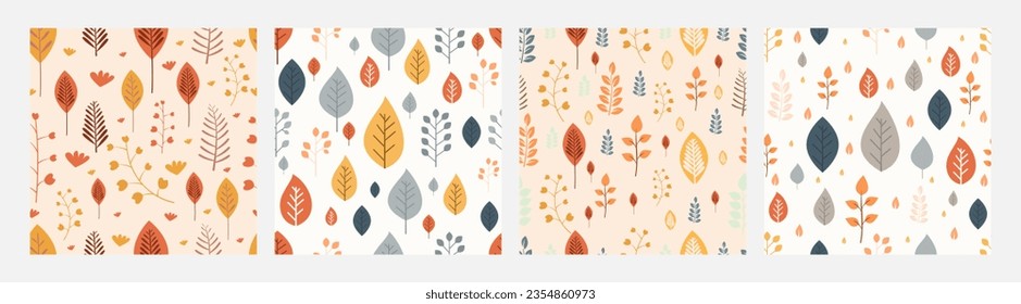 Colección de hojas de otoño y tema de flores, el diseño puede ser para camisetas, papel de envoltura, necesidades de impresión