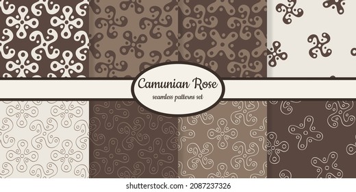 Colección de patrones con la antigua señal italiana Camunian rosa diseñado para web, tela, papel y todas las impresiones 