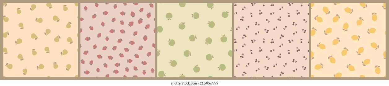A collection of patterns including pear, strawberry, apple, cherry, and lemon pattern
