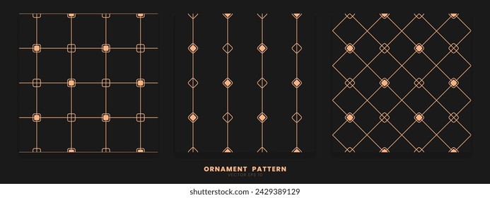 A collection of patterns with minimalist and luxurious line ornaments with a combination of gold and black.