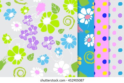 collection of patterns.nice flowers.pattern set.vector illustration