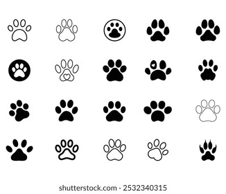 Collection of paw icons or symbols, Vector illustrator file