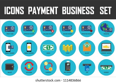 Collection of payment icons.business and finance icons set.