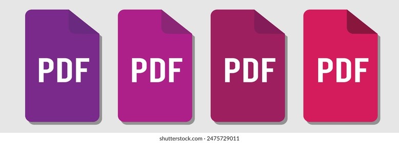 collection of pdf icons | pdf icon sheet | black, white and red pdf and paper symbols with different corners. Vector Illustration.	