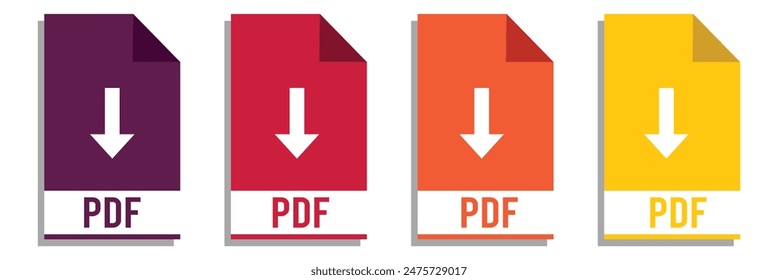 collection of pdf icons | pdf icon sheet | black, white and red pdf and paper symbols with different corners. Vector Illustration.	