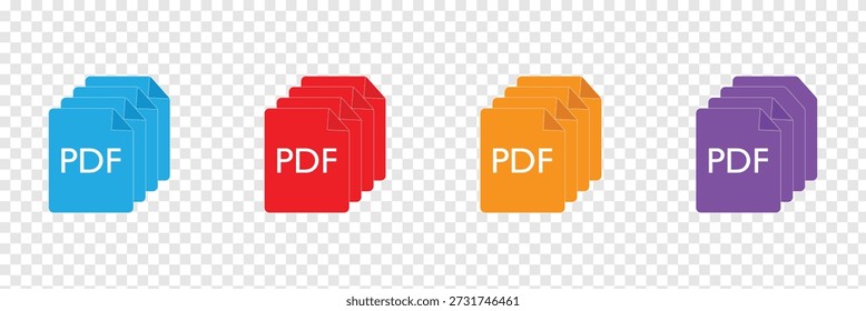 Sammlung von PDF-Symbolen | PDF-Symbolblatt | schwarz, weiß und rot pdf und Papier-Symbole mit verschiedenen Ecken. Vektorgrafik. Vektorgrafik EPS 10 .