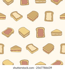 Collection of Peanut bread Vector Seamless Pattern illustration Design