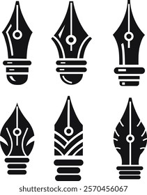 A collection of pen nibs for artwork compositions