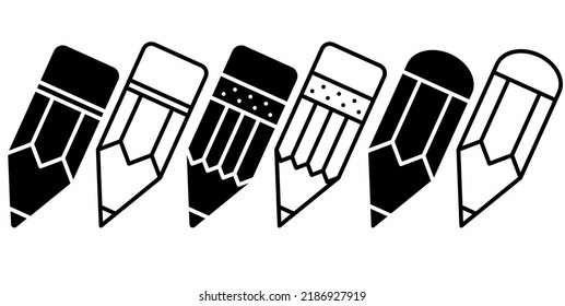 collection of pencil icon vector isolated on white background.pencil icon set