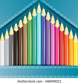 Collection of pencils in the pocket. Vector illustration.