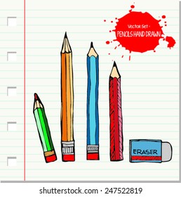 Collection of pencils.Sketch vector