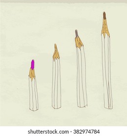 Collection of pencils.Sketch vector set in doodle style