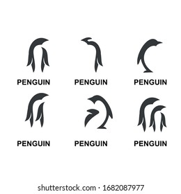 collection penguin logo icon design vector