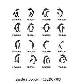collection penguin logo icon design vector
