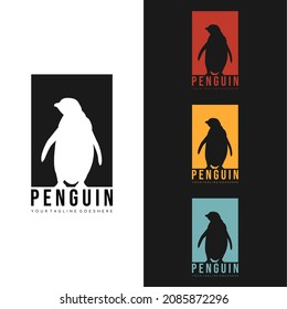 Collection of penguin logos in different colors. Vector illustration.