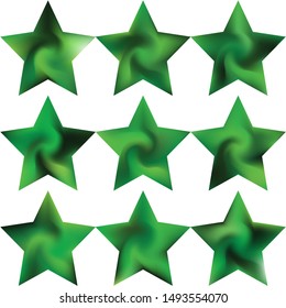 Collection of pentagram smooth backgrounds. Trendy soft color illustration. Cool style of 90th, 80th. Green elegant and easy editable colorful fluid covers for your creative projects.