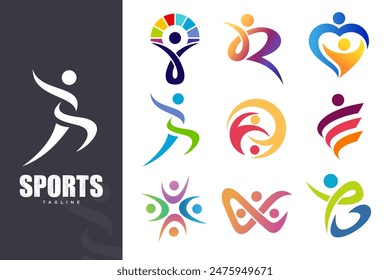 collection people abstract logo. people logotype template. Vector illustration