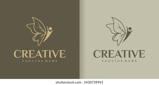 collection of people and butterfly logo designs