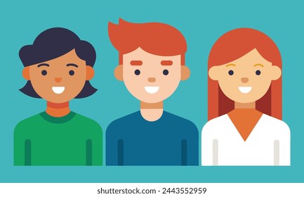 Collection of people character illustration. Group of young people avatars vector illustration design