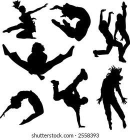 A Collection Of People Dancing In Silhouette