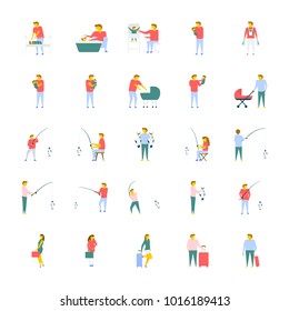 Collection of People Flat Vector Icons 