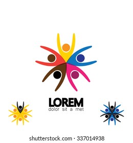 collection of people icons in circle - vector concept engagement, togetherness. this also represents social media community, leader & leadership, unity, friendship, play group, employees & meeting