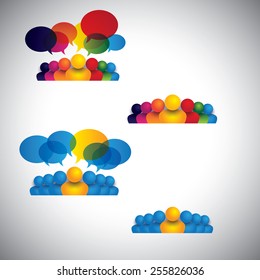 collection of people icons of leadership, friendship - vector concept. this also represents social media communication, internet or web chat, social networking & interaction, online community, forums