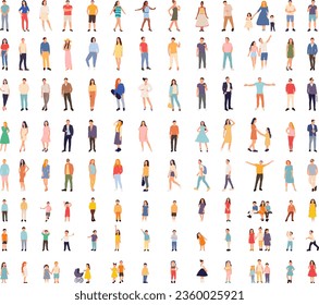 collection of people on white background vector