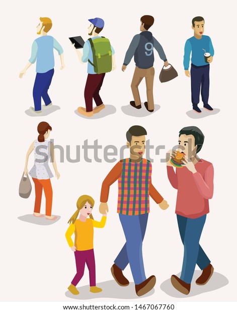 Collection People Reading Students Studying Preparing Stock Vector