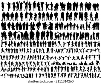 collection people set silhouette,on white background,vector,isolated