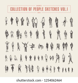 Collection Of People Sketches, Vector Illustration, Hand Drawn