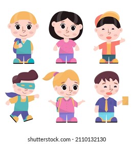 Collection people with various occupation and career, backpacker, traveler, student, teacher and thief in cartoon character, vector illustration