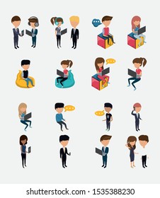 a collection of people without a face vector illustration design