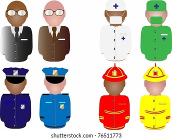 Collection of people in working uniform vector