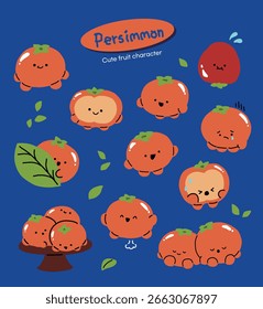 Collection of persimmon character illustrations
