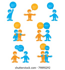 collection of person with bubbles for dialogue. Vector.