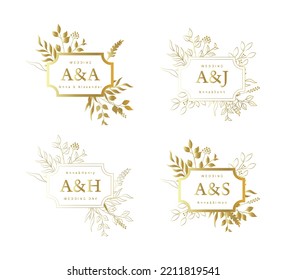 Collection of personal wedding monograms. Set of vintage vector templates.